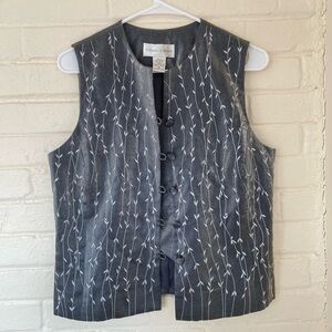 Vintage Silky Silver Embroidered Vest